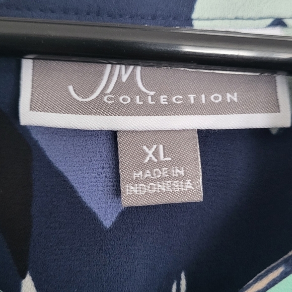 Chevron Pattern Multicolor Popover 3/4 Sleeve Blouse - Picture 2 of 8